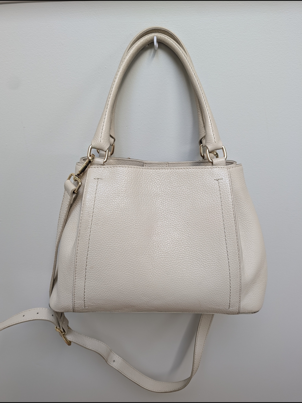 Divina Firenze Genuine Leather Satchel | Made in Italy | Ivory Cream | Red Liner
